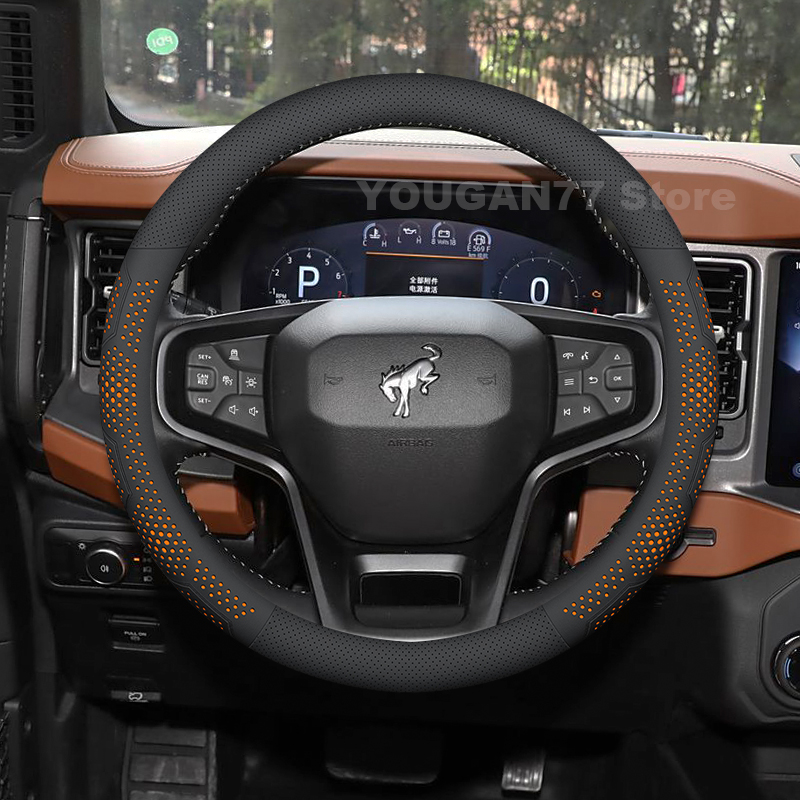 Car Steering Wheel Cover Anti Slip Breathable - Skórzana osłona na kierownicę do Forda