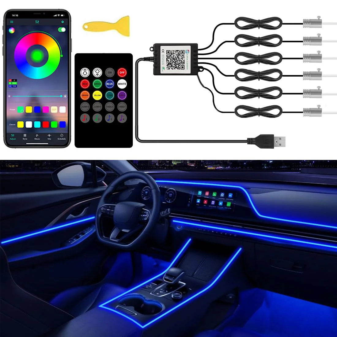 Zestaw oświetlenia ambientoweg – Led Ambient Interior Car Lights App Control recenzja i cena