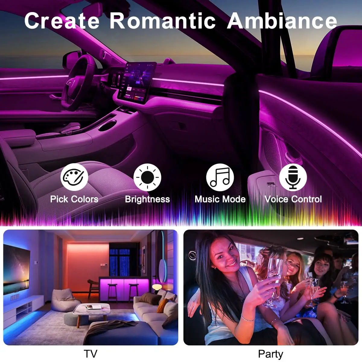 Zestaw oświetlenia ambientoweg – Led Ambient Interior Car Lights App Control recenzja i cena