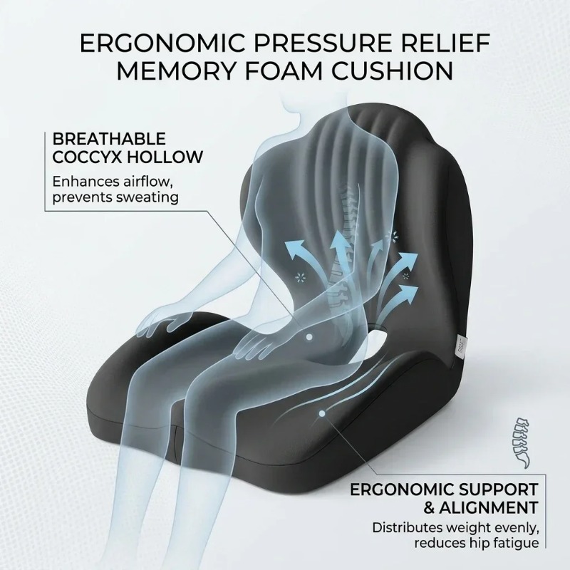 Poduszka na krzyżówkę z pianki – Memory Foam Car Neck Pillow Lumbar Support recenzja i cena